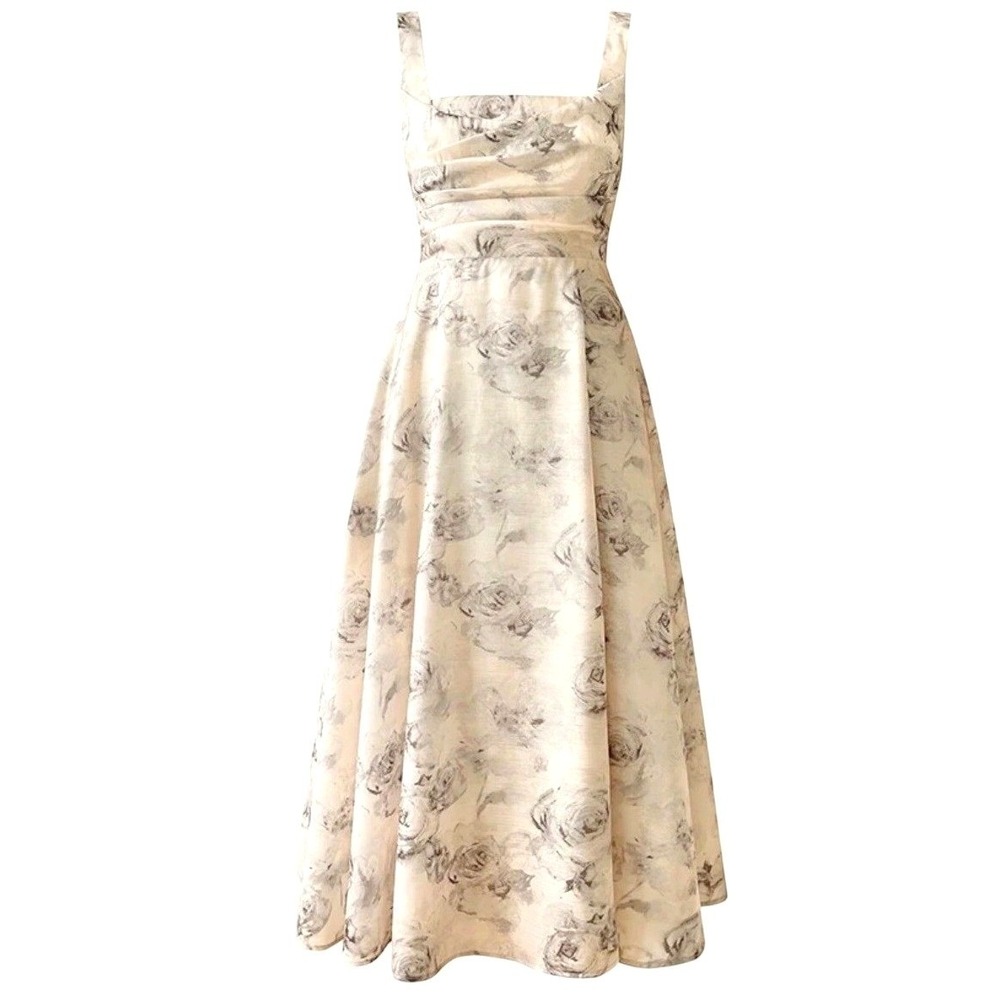 Aconiconi Fit & Flare Cocktail Dress Pleated Bodice Size M 'Garden of Thorns'